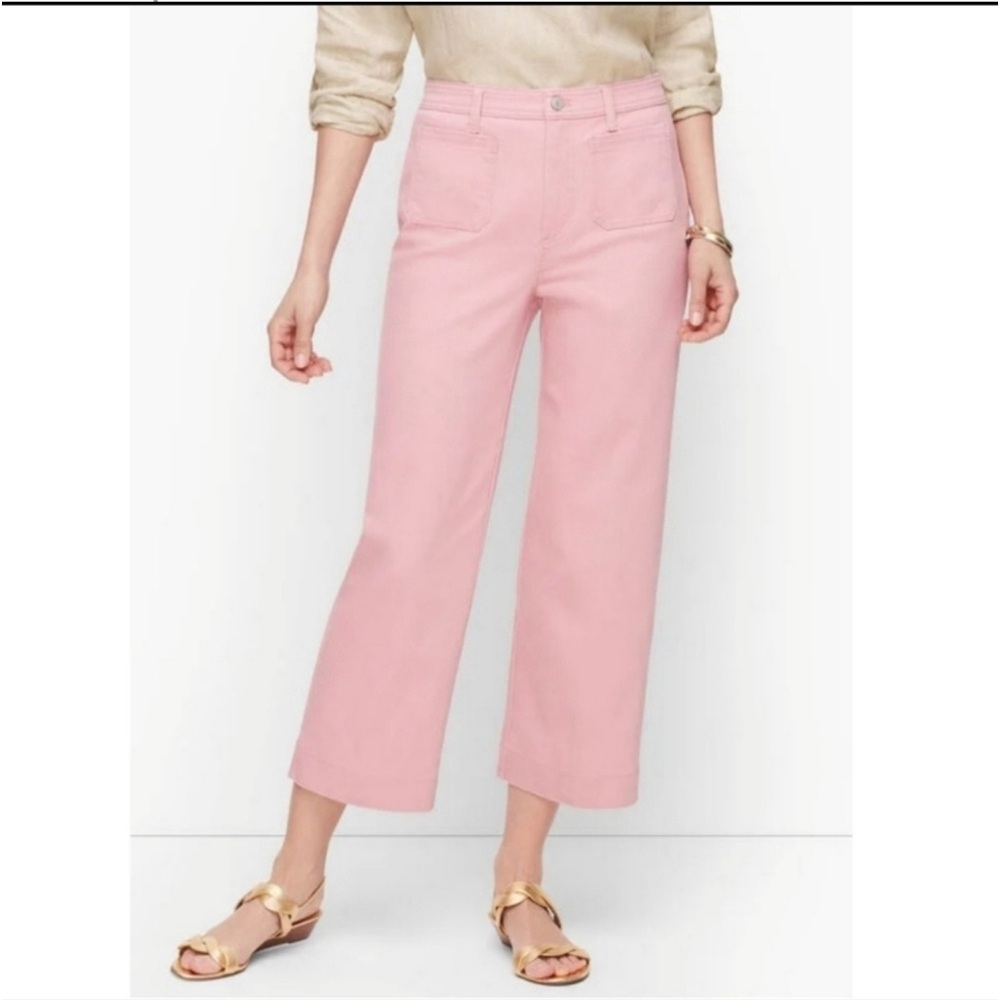 Talbots Flawless Pink High Waist Wide Leg Cropped Jeans 6